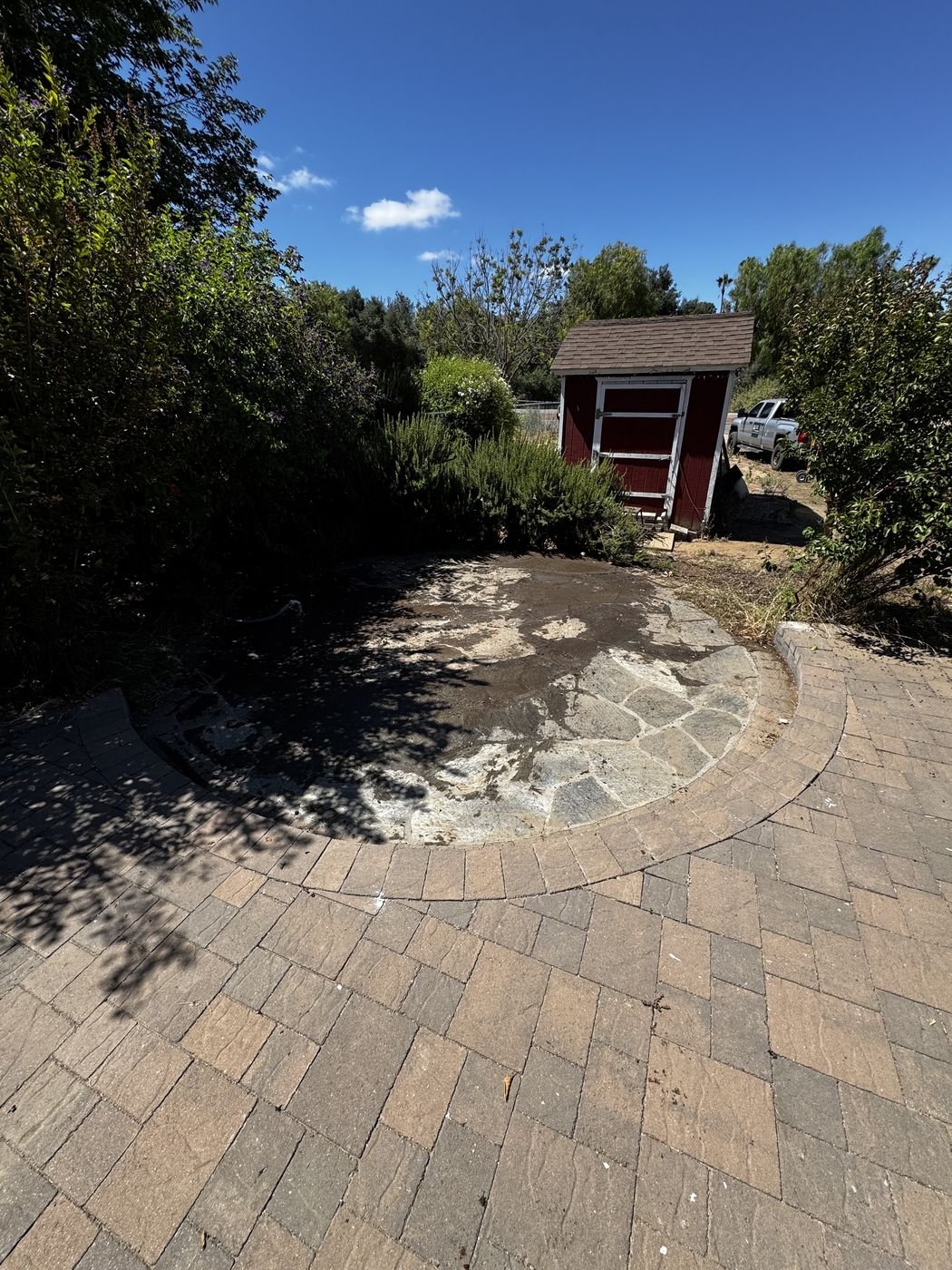 Clean patio after hot tub removal