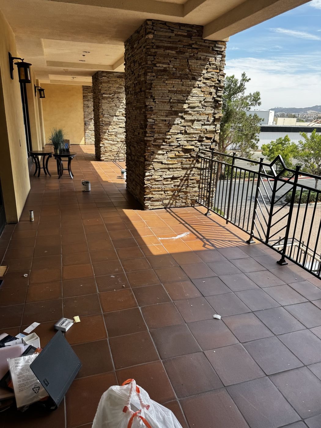 Office balcony cleared after cleanout